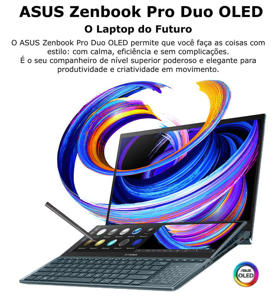 ASUS 15.6" ZenBook Pro Duo 15 Multi-Touch Notebook | Cor Celestial Blue | UX582 | 2.5 GHz Intel Core i9 8-Core 11th Gen | 32GB DDR4 RAM | 1TB SSD | 15.6" 3840 x 2160 OLED Touchscreen | 14" ScreenPad Plus IPS Touchscreen | - buy online