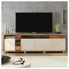 Bancada Para Tv 75" Polegadas Columbus Caemmun Cor Buriti Off White