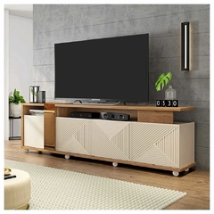 Bancada Para Tv 75" Polegadas Columbus Caemmun Cor Buriti Off White na internet