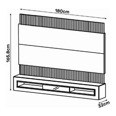 Imagem do Painel Ripado Com Led Para TV Até 65 Polegadas Belutti DJ Móveis - PRETO BRILHO/DEMOLIÇÃO