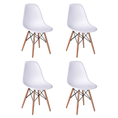 Imagem do CONJUNTO DE MESA EAMES QUADRADA 95CM TAMPO DE VIDRO COM 4 CADEIRAS BRANCAS