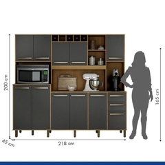 Imagem do Cozinha Petra com 11 Portas, 2 Gavetas com corrediças telescópicas - Valdemóveis IPÊ/Grafite