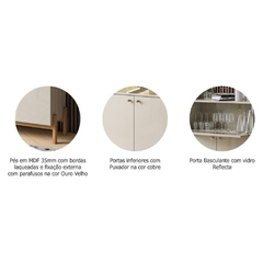 Buffet 100%mdf Cloe 3 Portas e 2 Prateleiras - Off White/Nature - comprar online