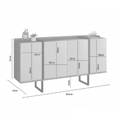 Aparador Buffet 160cm 04 Portas Carícia Noronha/Off White - Royal Interiores