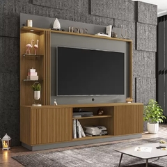 Estante Home Para TV 65" Polegadas Atlanta Bechara Cinamomo E Titanium