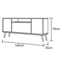 RACK RETRO PARA TV ATÉ 65" TITAN OFF WHITE - EDN MÓVEIS - Royal Interiores