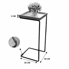 Mesa de Apoio L50 para Sofá Bandeja Madeira Base Cromada - Royal Interiores