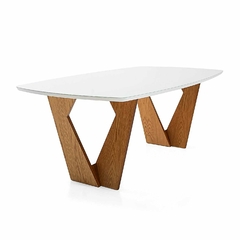 MESA DE JANTAR HERVAL MAD 5315 VIDRO 220X110 OFF WHITE 4MM