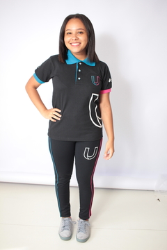 Camisa Polo M/C Preta Adulto - comprar online