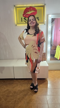 Vestido Lino Estampado - Issis Modas