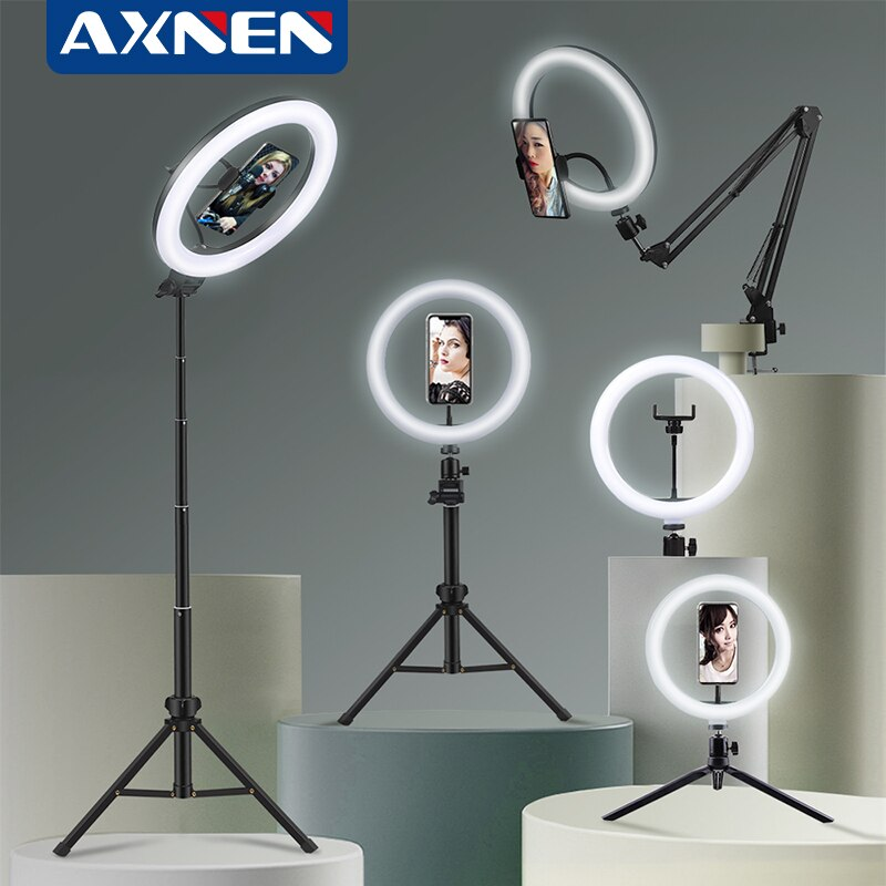 Ring Light Anel de Luz LED com tripé e suporte para telemóvel