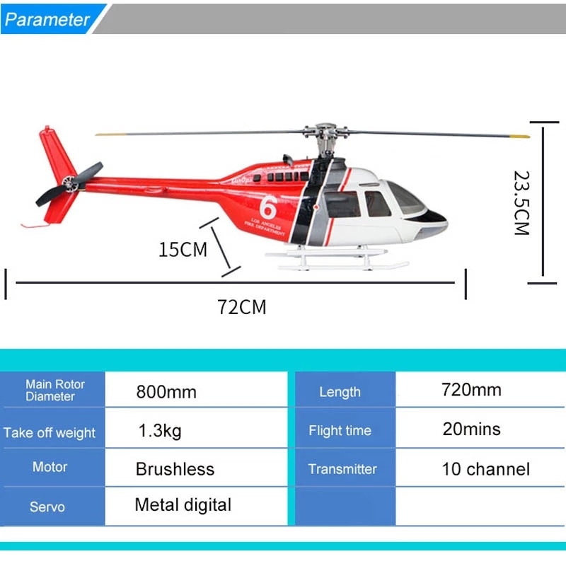 Helicoptero de controle remoto Flywing com escala sem escova, 6 canais,  gps, duas lâminas de rotor