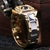 Imagem do Anéis de luxos masculino em forma de dois tons relógio criativo design anéis de casamento ou casual com tamanho 6-14