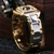 Anéis de luxos masculino em forma de dois tons relógio criativo design anéis de casamento ou casual com tamanho 6-14
