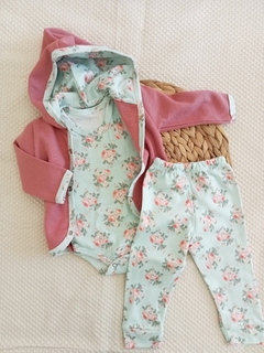 Conjunto full Flores aqua