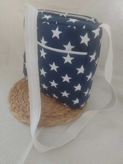 MÍNI BOLSO Azul CON ESTRELLAS NATURAL - comprar online