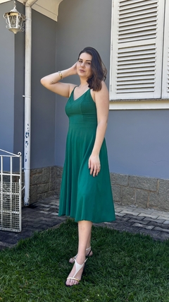 VESTIDO MIDI RETRÔ - VERDE FLORESTA