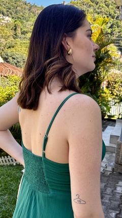 VESTIDO MIDI RETRÔ - VERDE FLORESTA na internet