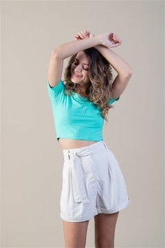 CROPPED OMBRO A OMBRO - VERDE MENTA na internet