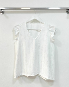 [CEY+BRILLOS] Musculosa "V" con volados - comprar online