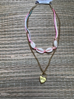 Choker Búzios e Colar com pingente coração