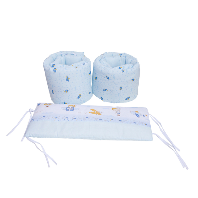 Protetor de Berço Bebê 3 Peças Cabeceira e Laterais Menino Azul Tecelagem  Parapipi - Ref. 1025