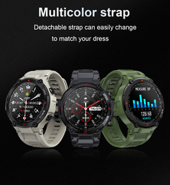 K22 Smart Watch redondo militar esportivo masculino | Exclusivo Him's Place |