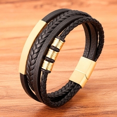 Pulseira masculina de couro genuíno com fecho magnético - Hims Place | Site voltado às diferentes necessidades e gostos masculinos. Frete grátis na maioria dos produto!