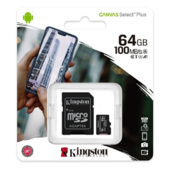 MEMORIA MICRO SD KINGSTON 64GB 100 MB/S CLASE 10