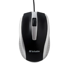 MOUSE VERBATIM CORDED 99743 OPTICAL MOUSE SILVER NOTEBOOK