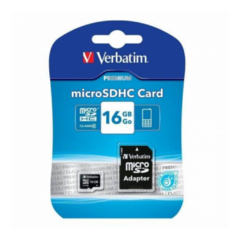 TARJETA DE MEMORIA VERBATIM 16GB MICRO SD CLASE 10 C/ ADAPTADOR