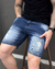 BERMUDA SLIM FIT JEANS DESTROYED ESCURA / - loja online