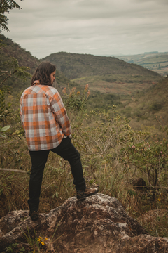 Camisa Flanela Xadrez "Angico" - Ocre, Cinza e Branco - loja online