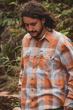 Camisa Flanela Xadrez "Angico" - Ocre, Cinza e Branco - comprar online