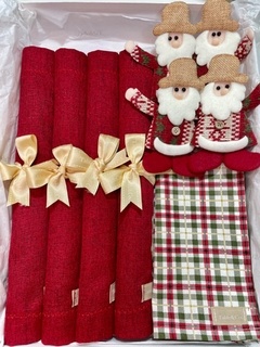 Kit Natalino Papai Noel com Xadrez fundo bege