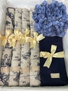 Kit Completo Jogo AM. Toile de Jouy , Guardanapos Azul Marinho ( com 4, 6, 8, 10 lugares )