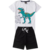 Conjunto Infantil manga curta branco Dinossauro Roar