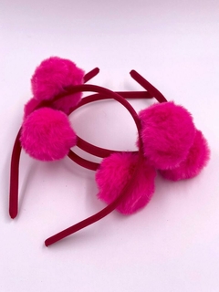 tiara de pompom pink