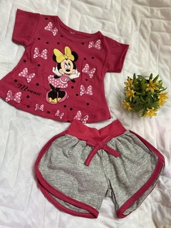 conjunto blusa minie rosa pink e short