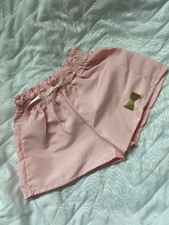 short de tactel rosa bebê