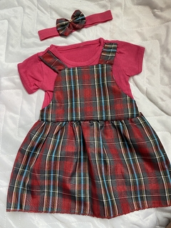 vestido xadrez rosa pink com laço