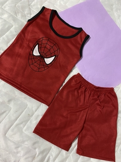 conjunto regata homem aranha e short vermelho