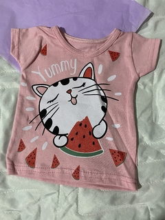 conjunto blusa gatinho e short listrada - comprar online