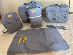 kit bolsa mala maternidade 5 peças meu príncipe azul claro