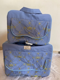 kit bolsa mala maternidade 5 peças meu príncipe azul claro