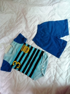 conjunto body policial azul claro e short azul escuro - comprar online