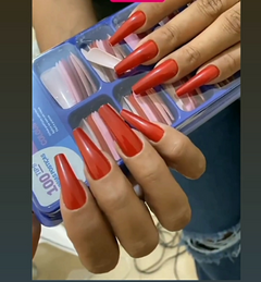 Unhas Postiças coloridas 100 uni - vermelhos e rosas