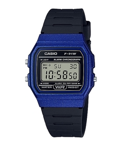 Relógio Casio Digital F-91WM-2ADF Pulseira de Borracha Preto