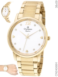 Relógio Champion Elegance CN24066H Pulseira Aço Dourado