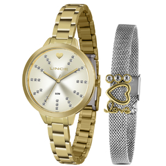 Relógio Feminino Lince LRG4667L KY12 Pulseira de Aço Dourado